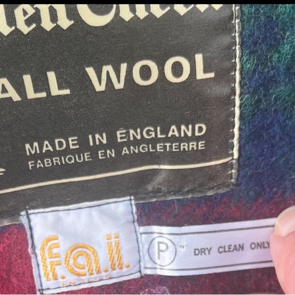 Vtg Scottish Glen Check Wool England Made Red Green Blanket Scarf Throw 46x35” - Picture 3 of 15